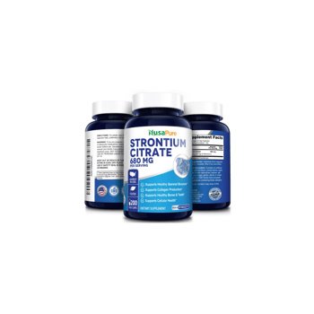 Strontium Citrate 680 mg – 200 cápsulas vegetais (100% vegetariano e sem glúten) – Nusa Pure