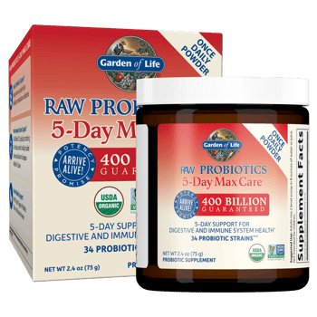 Max Care - 5 Dias com 34 Cepas Probióticas 400 Bilhões de UFC - Raw Probiotics, 75g