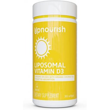 Vitamina D Lipossômica 5000. Suplemento Dietético, UpNourish, 365 Cápsulas, 125 mcg